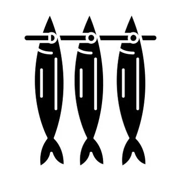 Fish drying icon, vector illustration, black sign on isolated background Stock Illustration