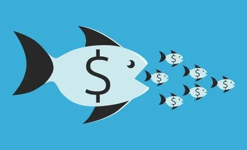 Fish eating small ones Stock Illustration