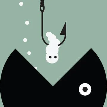 Fish eating worm Stock Illustration