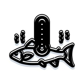 Fish experiencing rising water temperature climate change Stock Illustration