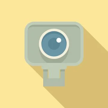 Fish eye camera icon flat . Video camcorder Stock Illustration