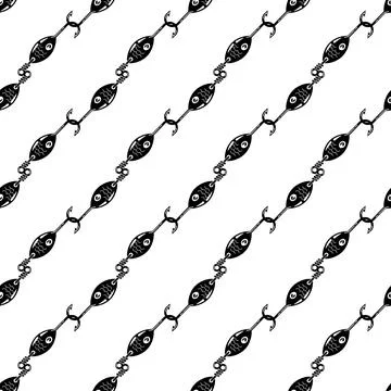 Fish eye hook pattern seamless vector Illustrazione stock