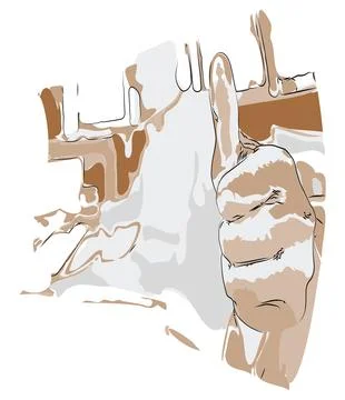 Fish eye lens guy thumbs up Stock Illustration