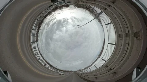 Fish Eye Lens View Driving Through A Bridge During Winter Stock Footage 89821384