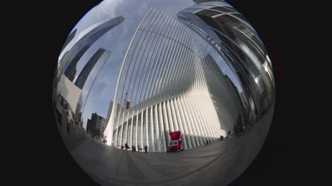 Fish-Eye shot of the Oculus Transportation Hub Video stock 332118841