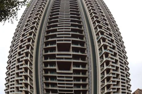 Fish eye view of a big skyscraper. Stock Photos