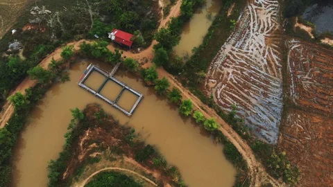 Fish farm cage system Video stock 97487395