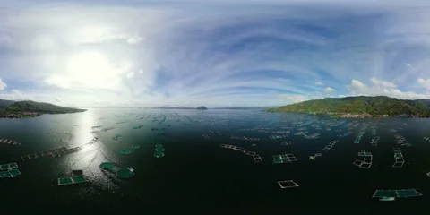 A fish farm in the Philippines. Virtual Reality 360. Stock Footage 220135072