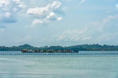 Fish Farm in river Stock Photos