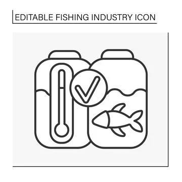 Fish farming line icon Stock Illustration