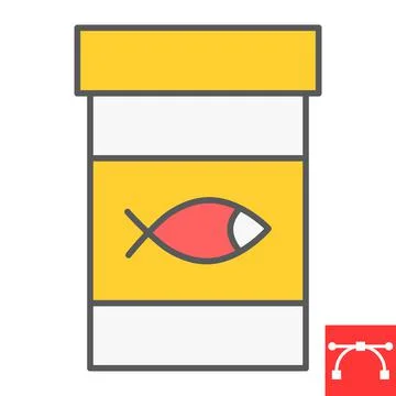 Fish feed color line icon, pet shop and meal, fish food jar vector icon, vector Stock-Illustration