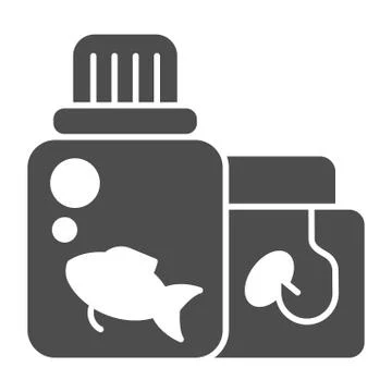Fish feed solid icon. Fish food vector illustration isolated on white. Lure Stock-Illustration