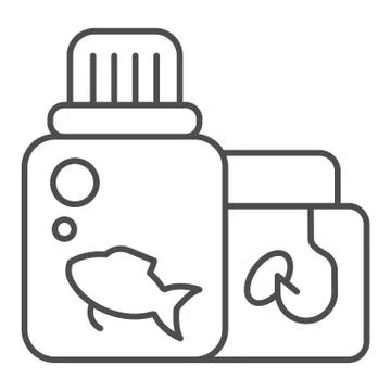 Fish feed thin line icon. Fish food vector illustration isolated on white. Lure Stock-Illustration