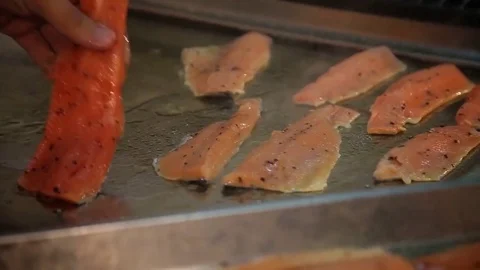 Fish filet on the grill 스톡 동영상 74474554