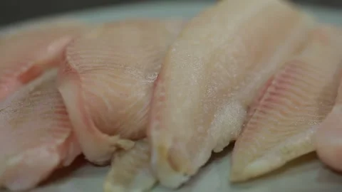 Fish fillet closeup Video stock 140540502