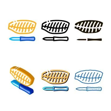 Fish fillet icon vector outline minimal Stock Illustration