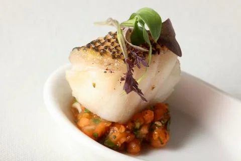 Fish fillet with vegetable salad Stock Photos