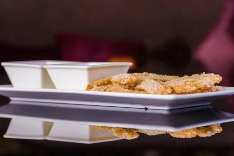 Fish fillets with sauces Stock Photos