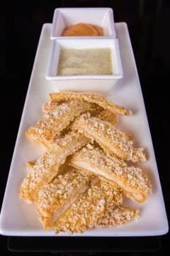 Fish fillets with sauces Stock Photos