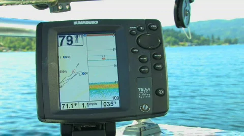 Fish Finder on Boat Stock Footage