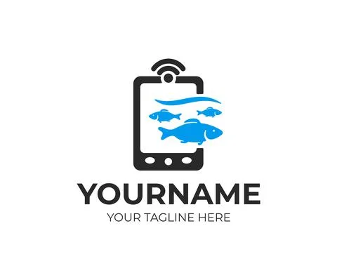 Fish finder, echo sounder, depth finder and fish searching, logo design Stock Illustration