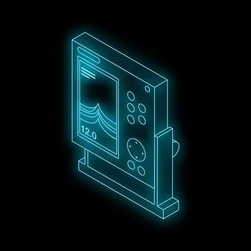 Fish finder showing sonar data with glowing neon light Stock Illustration