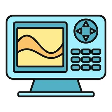 Fish finder sonar marine technology depth sounder icon Stock Illustration