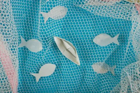 Fish in fish net Stock Photos