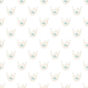 Fish in fishing net seamless pattern for nautical theme Stock Illustration