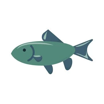 Fish flat icon. Pictogram for web. Simple symbol isolated on white background Stock Illustration