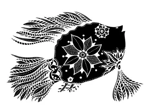 Fish with floral elements Stock Illustration