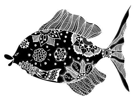 Fish with floral elements Illustrazione stock