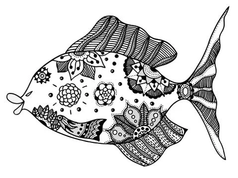 Fish with floral elements Illustrazione stock