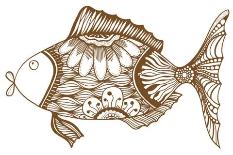 Fish with floral elements Stock Illustration