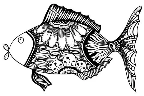 Fish with floral elements Illustrazione stock