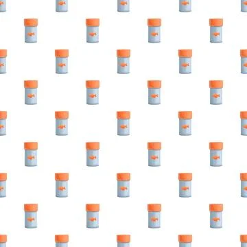 Fish food bottles seamless pattern for pet care Stock Illustration