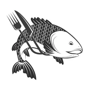 Fish fork and knife Stock Illustration