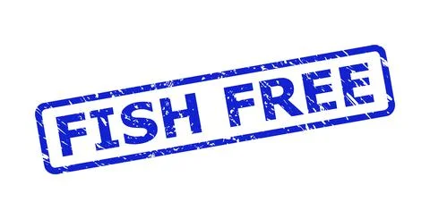 FISH FREE Stamp with Unclean Texture and Rounded Rect Frame Stock Illustration