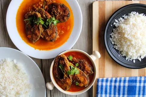 Fish fried curry Stock Photos