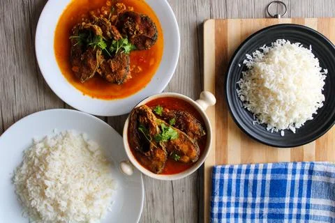 Fish fried curry Stock Photos