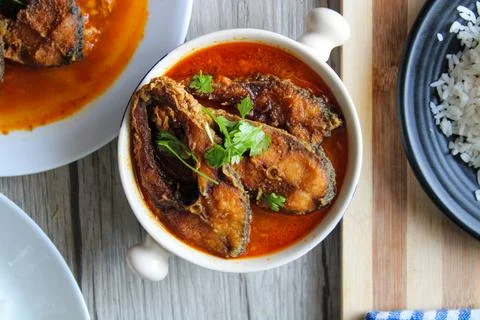 Fish fried curry Stock Photos