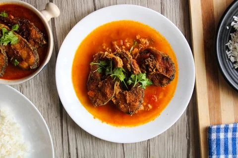 Fish fried curry Stock Photos