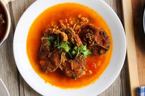 Fish fried curry Stock Photos