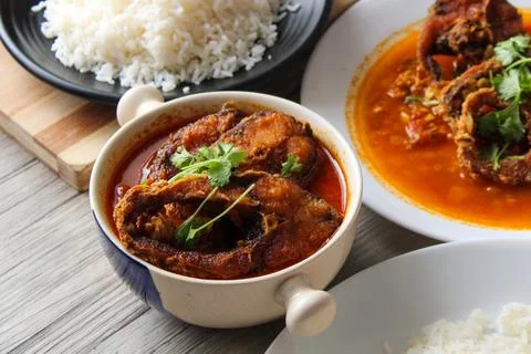 Fish fried curry Stock Photos