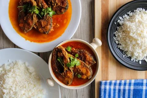 Fish fried curry Stock Photos