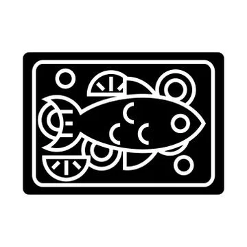Fish fried icon, vector illustration, black sign on isolated background Stockillustratie