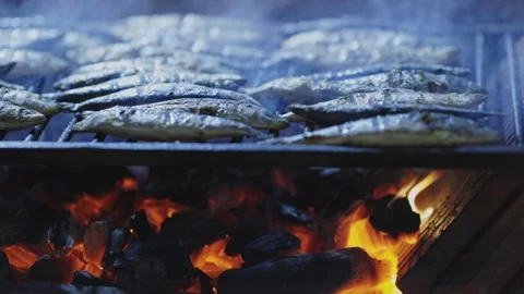 Fish frying on the grill Stock Footage 247118711