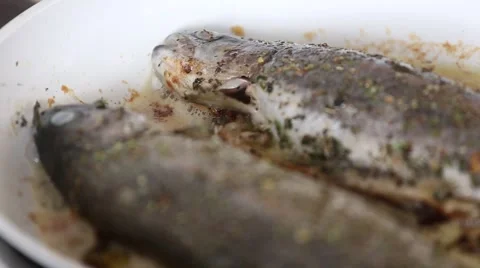 Fish in frying pan Stock Footage 47201003