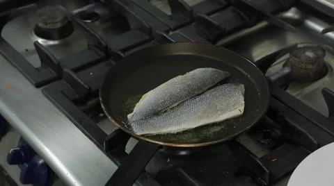 Fish In A Frying Pan Stock Footage 62507461