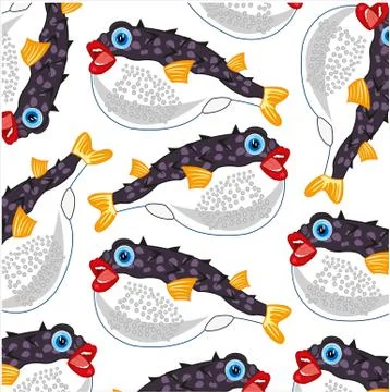 Fish fugue decorative pattern on white background Stock Illustration